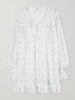 Ruffled floral-print cotton-voile mini dress