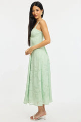 Green Midi Dress Burn Out