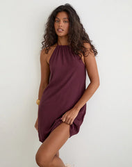 Sonnet Mini Dress in Crinkle Plum