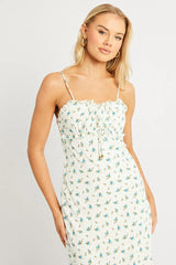 White Ditsy Midi Dress Strappy