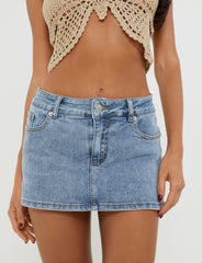 TATYANA MINI SKORT - BLUE : LIGHT WASH : LIGHT DENIM