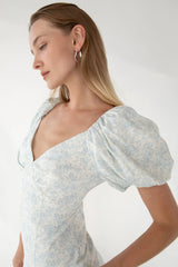 PUFF SLEEVE FLORAL MIDI DRESS
