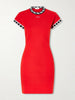 Logo-embroidered cotton mini dress