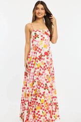 Red Abstract Maxi Dress Strappy