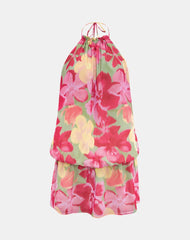 Veloria Halterneck Mini Dress in Bold Multi Colour Floral