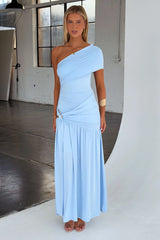 Aveline Strapless Wrap Maxi Dress - Blue