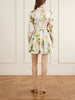 Belted floral-print cotton-voile mini dress