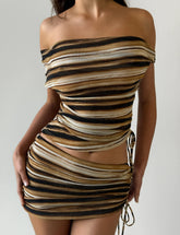 BRAELYN MINI SKIRT - BROWN STRIPE