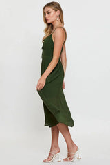 Green Midi Dress Sleeveless V Neck