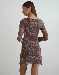 Salira Mini Dress in Moonlit Blossom Brown