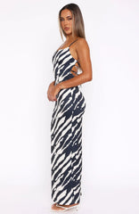 Just A Fan Maxi Dress Black Abstract Stripe