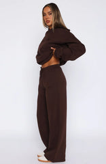 Stay Lifted Wide Leg Sweatpants Bitter Chocolate