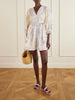 Indra belted floral-print linen mini dress