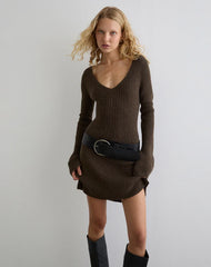 Meghan Mini Dress in Dark Chocolate