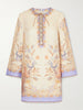 Indra printed linen mini dress