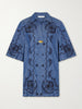 Aster broderie anglaise-trimmed cotton-denim mini dress
