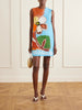 Lenny embellished printed linen-blend mini dress