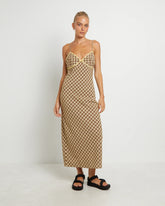 Jenny Plaid Bias Midi Dress in Assorted
