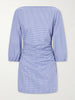 Ezra gathered checked cotton mini dress