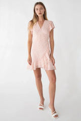 FLORAL WRAP MINI DRESS WITH RUFFLED HEM