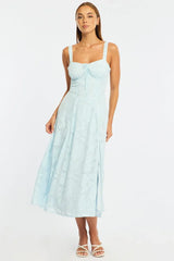 Blue Midi Dress Burn Out