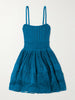 Tiered pointelle-knit mini dress