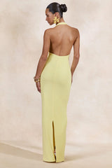 Delisse | Lemon Asymmetric-Neck Maxi Dress