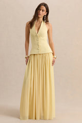 Zarina | Lemon Plunge-Neck Maxi Dress