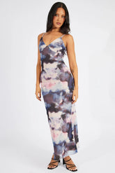 Multi Abstract Maxi Dress Sleeveless Bodycon Mess