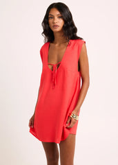Everlyn Linen Scoop Neck Mini Dress
