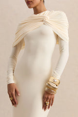 Evessa | Cream Crew-Neck Maxi Dress With Gathered-Detailing