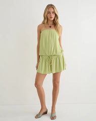 Moka Mini Dress in Crinkle Pistachio