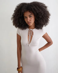 Senobia Keyhole Mini Dress in Cannoli Cream