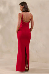 Zavira | Red Square-Neck Maxi Dress