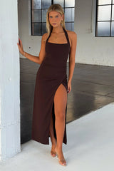 Madeleine Halter Maxi Dress - Brown