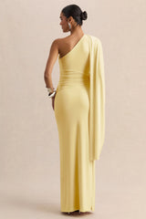 Sabella | Lemon Asymmetric-Neck Maxi Dress