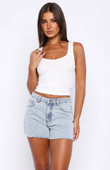 Kamilia High Rise Denim Shorts Mid Blue