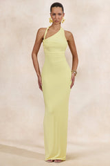 Delisse | Lemon Asymmetric-Neck Maxi Dress