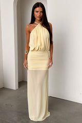 Milly Halter Neck Maxi Dress - Yellow