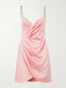 Crystal-embellished pleated cady mini dress