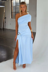 Aveline Strapless Wrap Maxi Dress - Blue