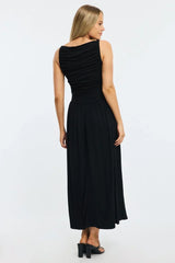 Black Maxi Dress Boat Neck
