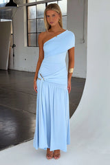 Aveline Strapless Wrap Maxi Dress - Blue