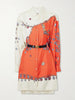 Stolen Jewels Medusa-embellished belted printed silk-twill mini dress
