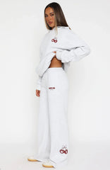 Feel The Love Wide Leg Sweatpants Grey Marle