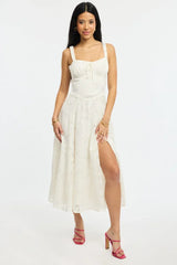 White Midi Dress Burn Out