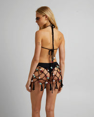 Dusk Macrame Mini Dress With Beaded Trim