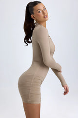 Modal Plunge V-Neck Mini Dress in Ivory