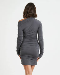 Nyah Long Sleeve Mini Dress in Gunmetal Grey