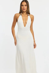 White Maxi Dress Halter Neck
